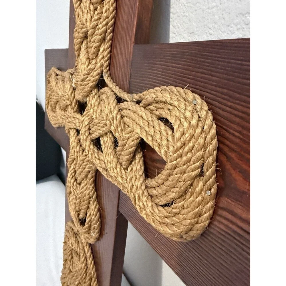 Pewter Rope on Wood Cross 3D wall hanging Cross. Western rustic Decor 29H * 19”w